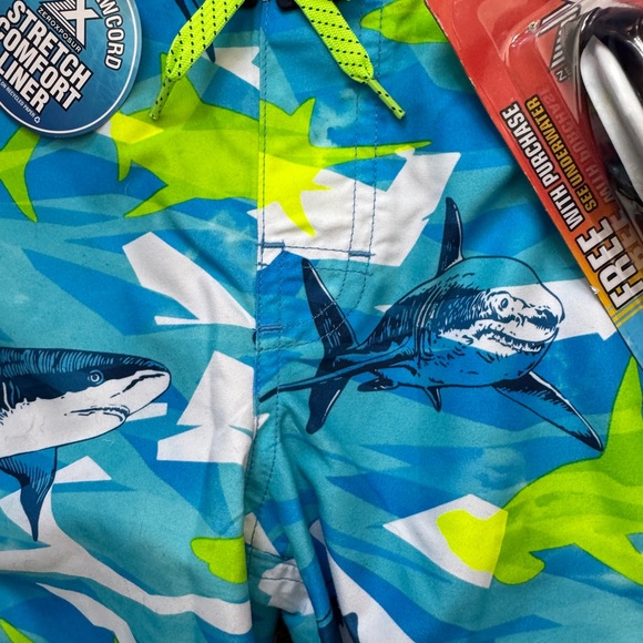 NWT Kids Shark Swim Trunks & Goggles Boys Sz 4 - 5 UV protect Zeroposur NEW - Picture 11 of 14